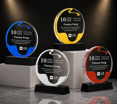 Circular Rim Acrylic Award Set - custom acrylic awards with your logo